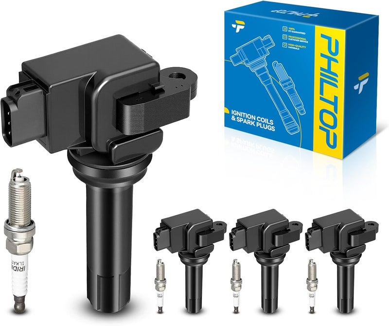 PHILTOP Set of 4 Ignition Coil Pack and Iridium Spark Plugs Fits for Subaru 2011-2012 Forester Naturally Aspirated,2012 Impreza 2.0L - Image 1